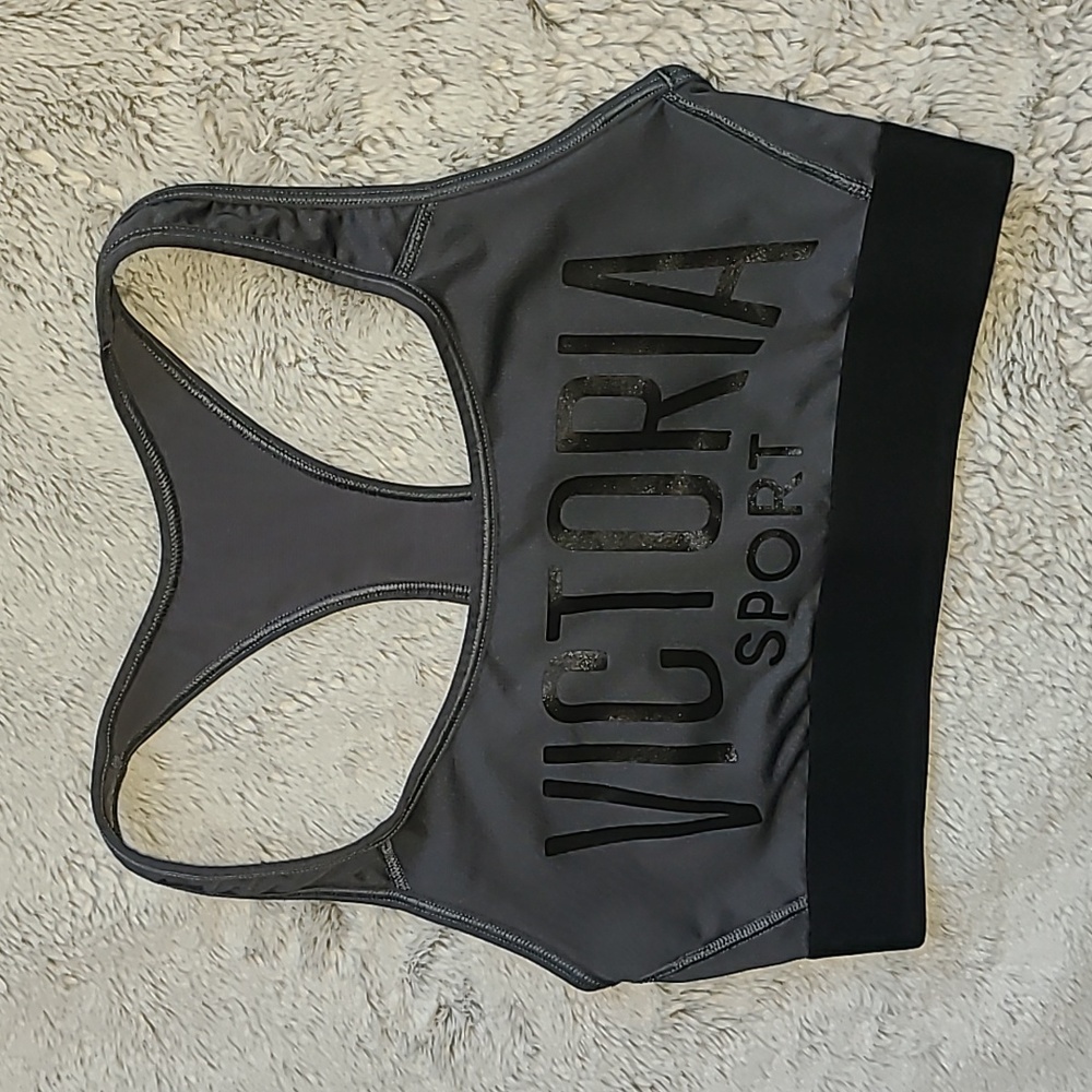 Victoria's Secret Sport Blue Grey Logo Racerback Sports Bra Womens Size Small